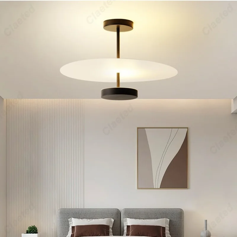 Nordic Creative Art Ceiling Lamp Round Disc Shape Black & Green Available Decorative Lighting for Bedroom Living Room Home Use