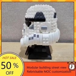 Star Plan MOC-75276 Storm white trooper Helm MOC SpaceShip Battle Model Building Block Architecture Education Assembly Model Toy