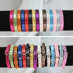 100pcs Name Glitter Bracelet 8mm Width 21cm Length Through Slide Charms Letters Alphabet Numbers DIY Jewelry For Women Kids Gift
