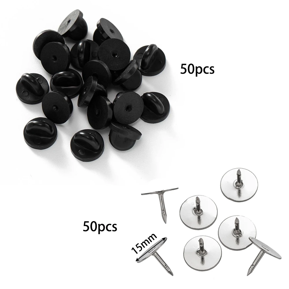 50pcs Pink Rubber Backs Blank Pin Base Keepers Replacement For DIY Handmade Brooch Clothing Accessories Jewelry Making Supplies image 3