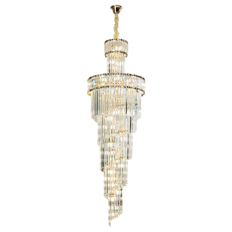 European Duplex Chandelier Light Luxury Atmosphere Villa Hotel Jump Floor Hollow Building In The Middle Floor Crystal Chandelier