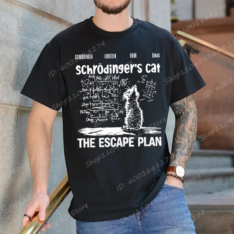 T Shirt for Men Clothing Fashion Cat The Escape Plan Geeky Printed T Shirts Harajuku Short Sleeve Tee Casual Men's Clothing