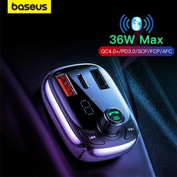 Baseus Quick Charge 4.0 Car Charger for Phone FM Transmitter Bluetooth Car Kit Audio MP3 Player Fast Dual USB Car Phone Charger