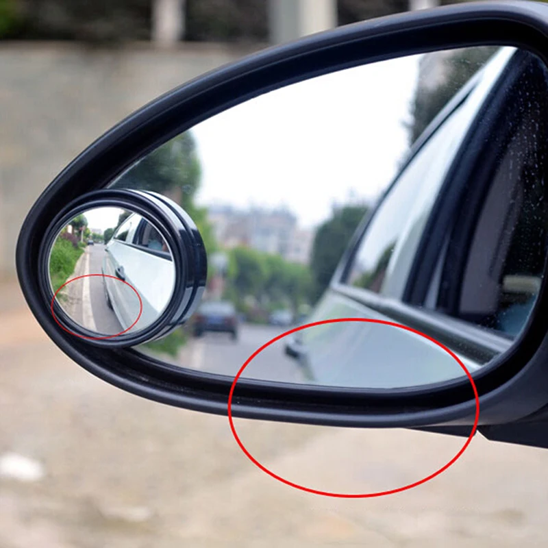 Car Vehicle Blind Spot Dead Zone Mirror Rear View Mirror Small Round Mirror Auto Side 360 Wide Angle Round Mirror Black