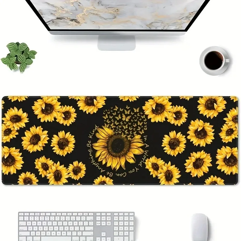 

Sunflower Large Mouse Pad Anti-Slip Rubber Mouse Mat Computer PC Gamer Desk Mat Stitched Edge Large Office Gaming Mousepad