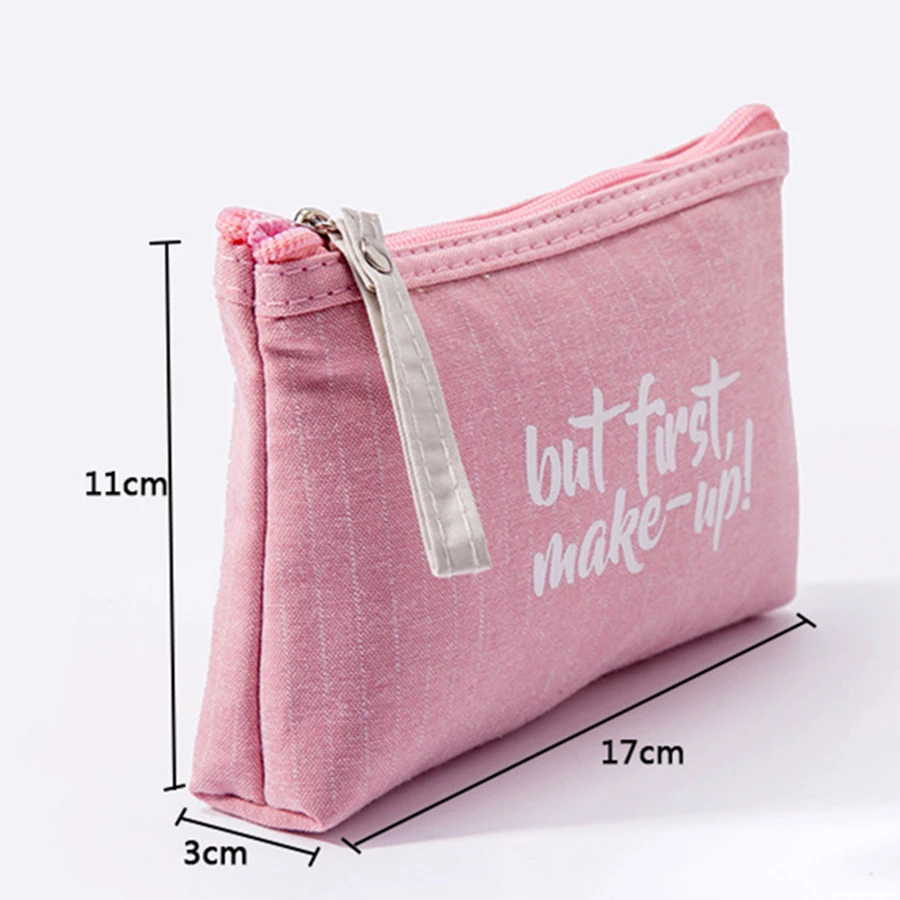 Multifunctional portable ladies cosmetic bag fashion double-row letter coin purse canvas mobile phone bag