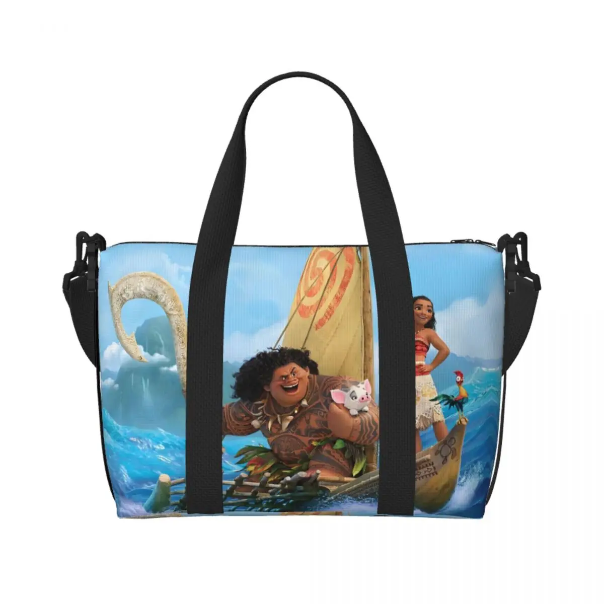 

Custom Moana Beach Tote Bag for Women Movie Fashion Cartoon Film Big Compartment Beach Gym Travel Bags