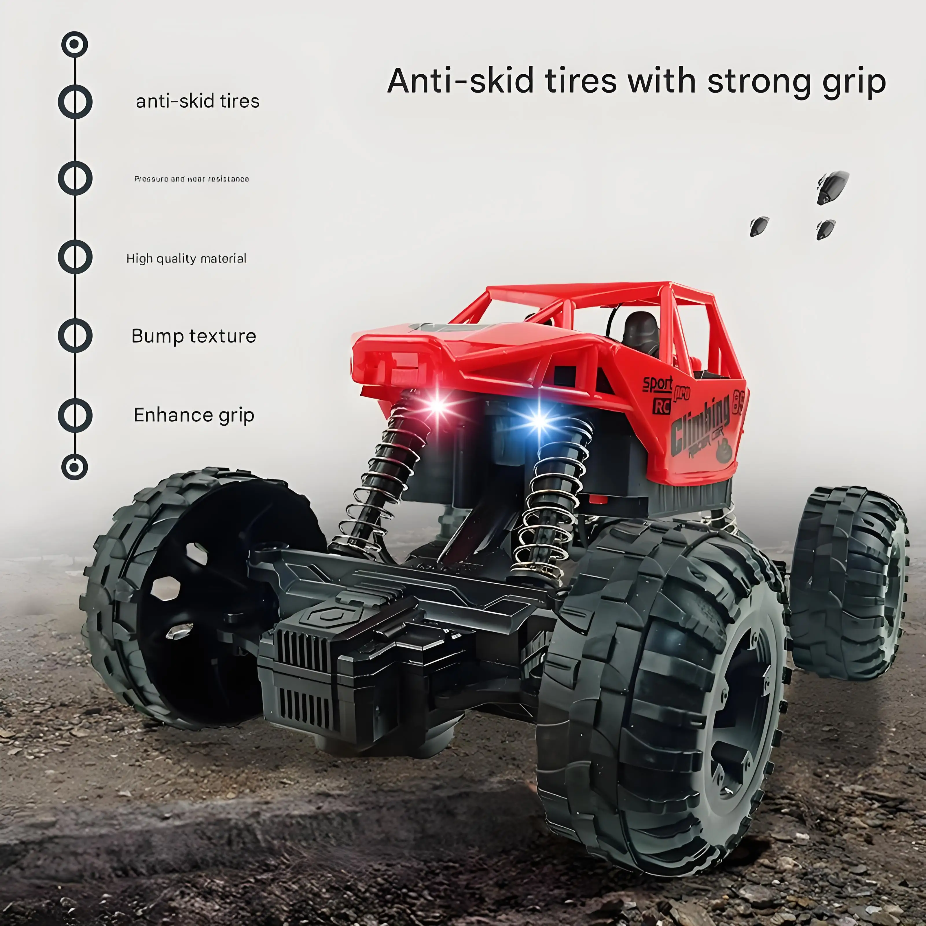 سيارة أطفال تعمل بالتحكم عن بعد مع إطار مطاطي خفيف مضاد للانزلاق 4-Way لعبة تسلق على الطرق الوعرة للأطفال لعبة تسلق للأولاد #5