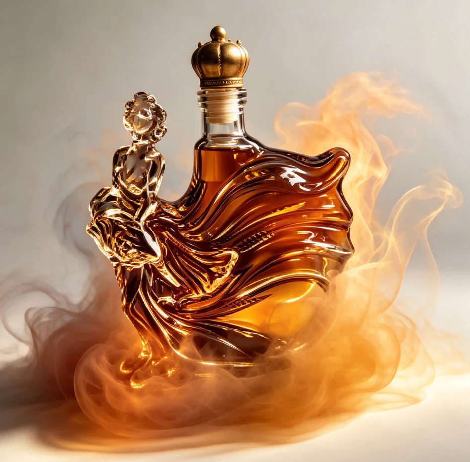 Dancing Girl Glass Spirit Decanter Leakproof with Crown Lid Whisky Red Wine Bourbon Bottle Perfect Housewarming Gift