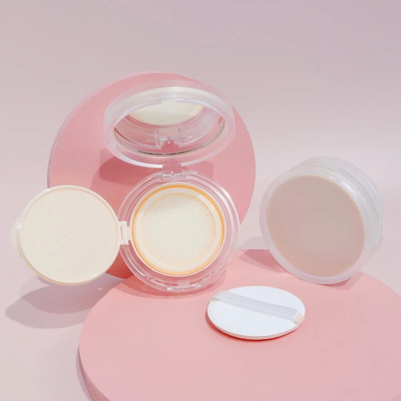 1pc redondo caso almofada de ar 0.41oz recarregável com espelho puff portátil para fundação bb creme viagem maquiagem garrafas recarregáveis