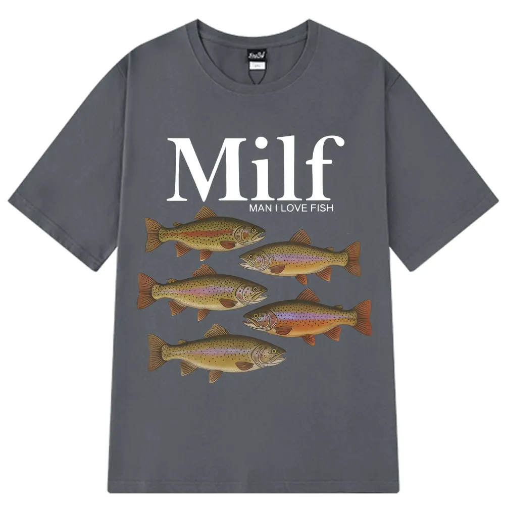 رجل أنا أحب الأسماك مضحك ميمي تي شيرت الرجال النساء تي شيرت تقليدي الصيف 100% القطن Harajuku عادية الهيب هوب تي شيرت الشارع الشهير #4