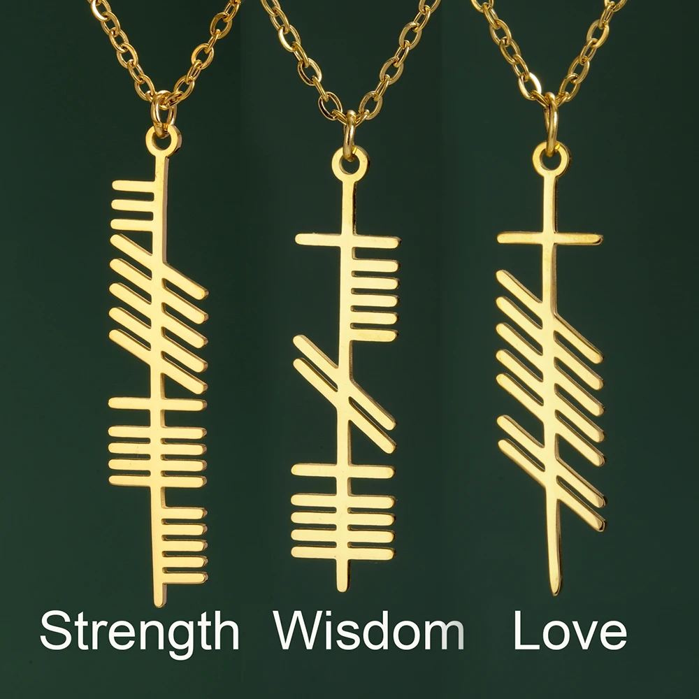 Dawapara-Colar Ogham com Alfabeto e Amuleto, Jóias de Aço Inoxidável, Força do Amor Sábio, Antiga Árvore Irlandesa, Alfabeto Nórdico