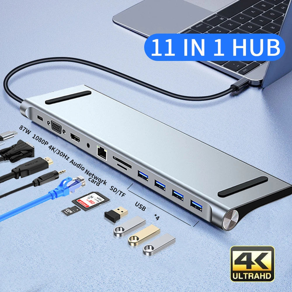 Usb c hub portátil docking station para hdmi-adaptador de hub usb tipo c hub para macbook pro lenovo thinkpad hp dell xps