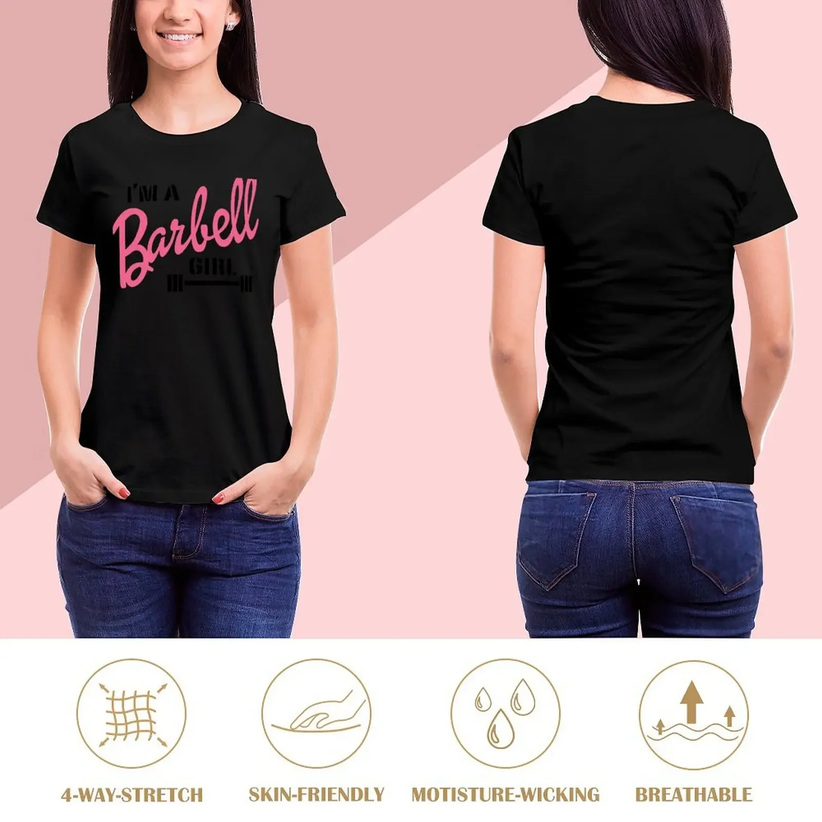 No Plastic, Just Steel. I'm a Barbell Girl T-Shirt plus size tops customs clothes for Women