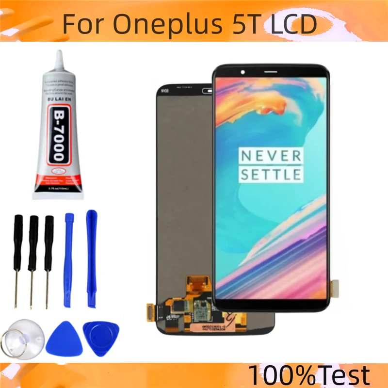 LCD100% test For Oneplus 5T  A5010 LCD Display Touch Screen Digitizer Glass Assembly for One Plus 5 5T 1+5T Display