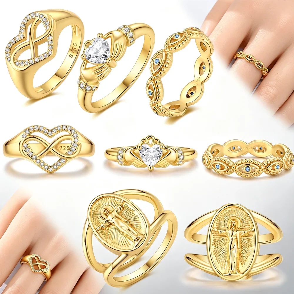 Original Infinity Heart Claddagh Cubic Zirconia Ring Silver Valentine's Fine Gift Women Jewelry Stackable Decorative Finger Ring