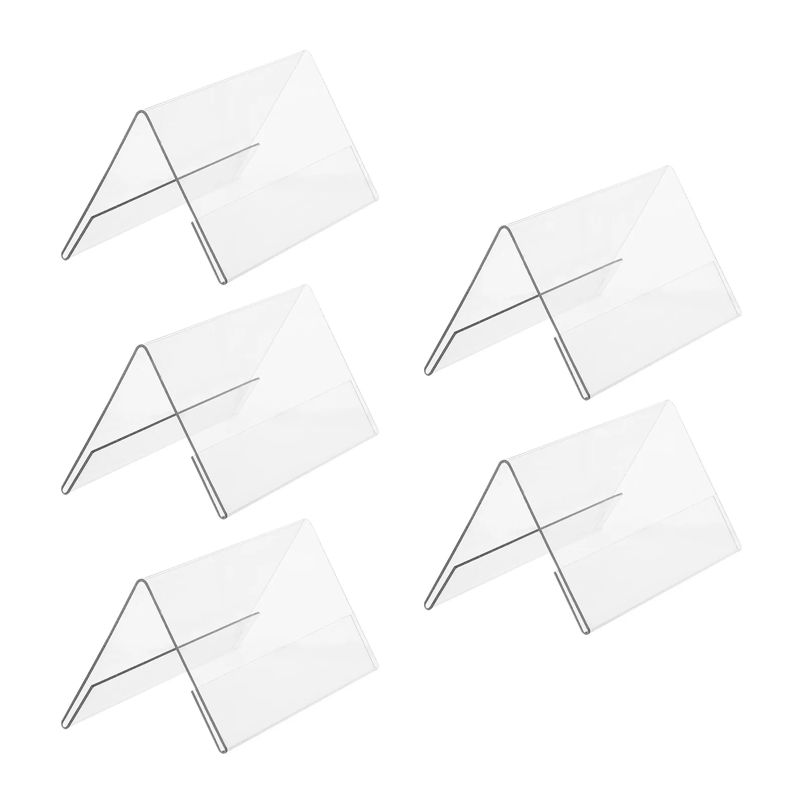 

5Pcs Acrylic Name Plate Display Stand Transparent Double Sided Tent Design Sign Holder for Guest Seat Name Cards Office Store