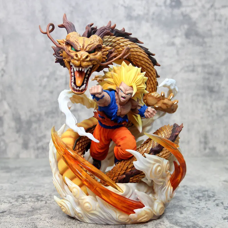 Figurines d'action créatives Dragon Ball Son Goku, Super Saisuperb, 3 souffles, modèle beurre, jouets, ornements de bureau, cadeau d'anniversaire, 30cm