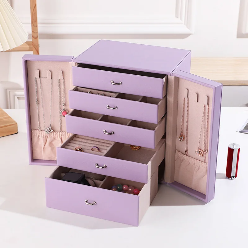 

Leather Jewelry Box Large Luxury Ring Storage Boxes Earrings Necklaces Bracelet Display Case Jewellery Packaging Showcase Gift