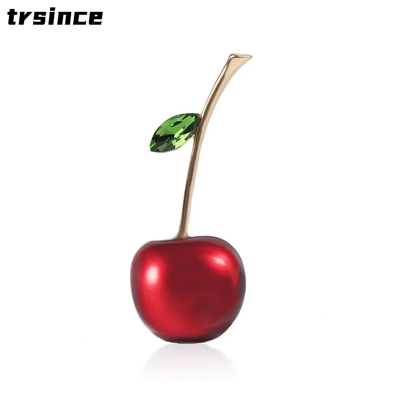 New Cute Plant Cherry Brooch Pin Creative Corsage Women Men Suit Pins Fresh Fruit Badges Broches De Luxe Femme Broszka Luksusowa