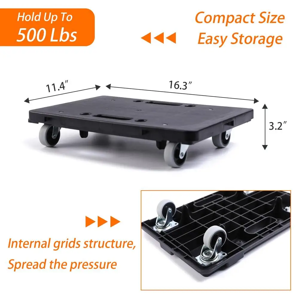 เฟอร์นิเจอร์ค่าเฉลี่ยดอลลี่ 4 ล้อ Heavy Duty 500lbs ความจุ Interlocking Design แบบพกพา Movers Cart 360 °   ความยืดหยุ่นที่แข็งแกร่ง