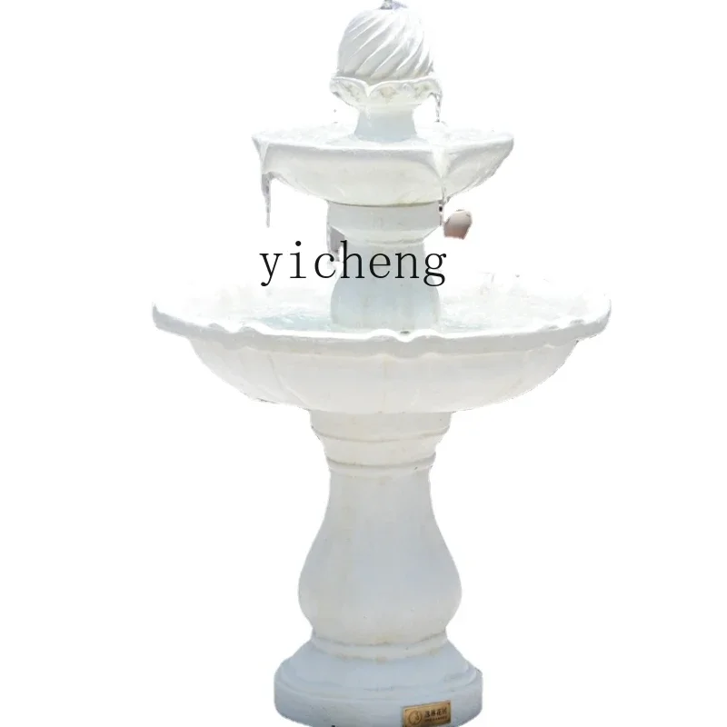 ZC Garden Fountain Retro White Decoration Solar Creative Circulation Flowing Water Ornaments Outdoor Pool Courtyard Landscape