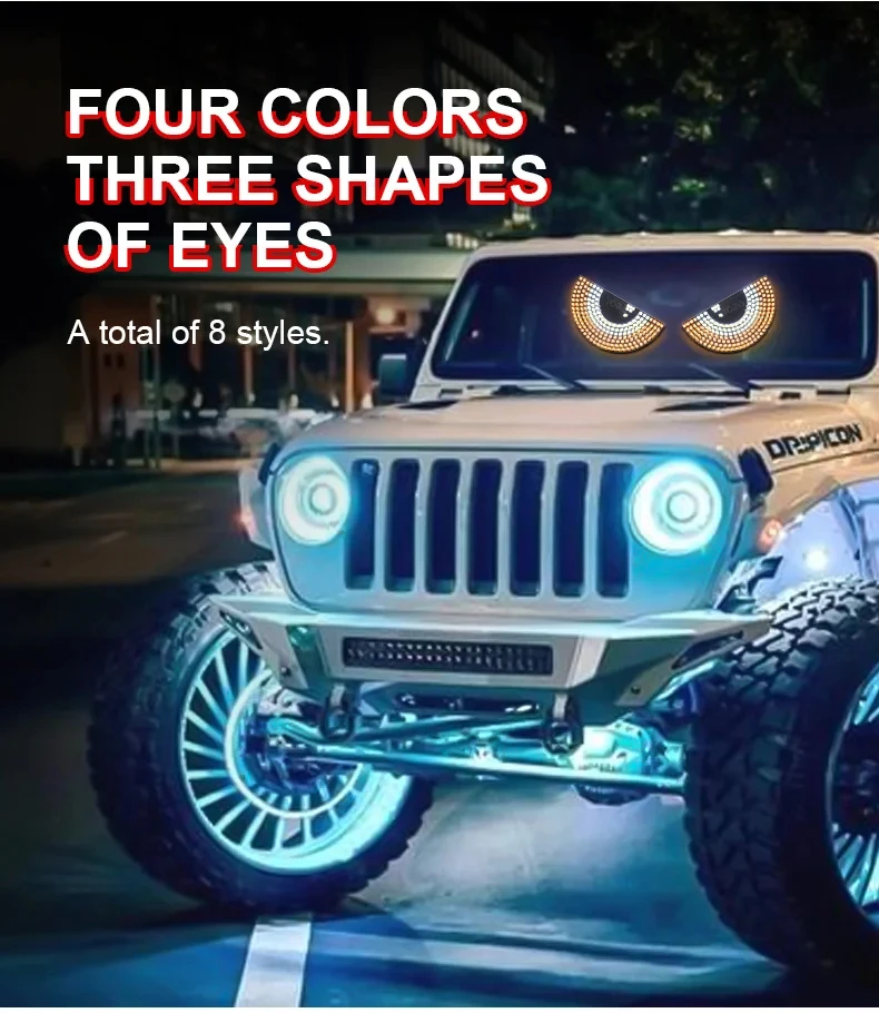 2 قطعة مصباح أمامي LED للسيارة مع تصميم عيون الشيطان وجهاز عرض صغير لتصفيف السيارات الحديثة #6
