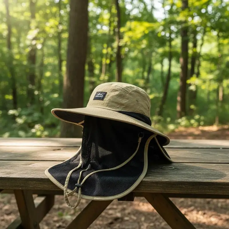 Atmungsaktiver Sonnenhut mit breiter Krempe, UPF 50 UV-Schutz und Nackenschutz, perfekt für Wandern, Camping, Angeln und Strandtouren. – Detail 11
