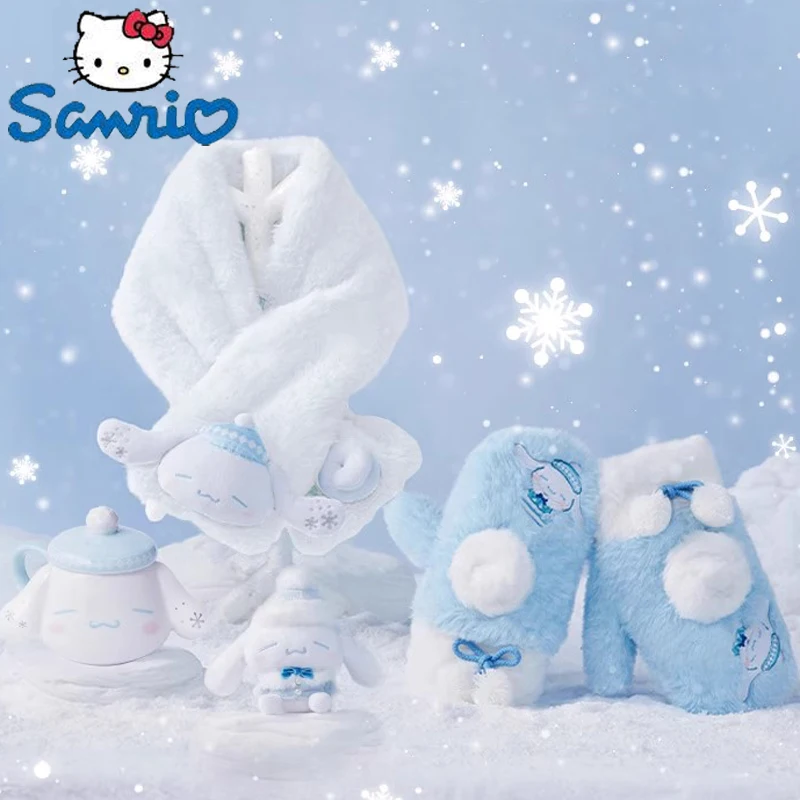 

Оригинальный Sanrio Kawaii зимняя теплая серия Cinnamoroll мягкий шарф перчатка Кулон Подарочная коробка девочка мягкий плюшевый подарок на Рождество День рождения