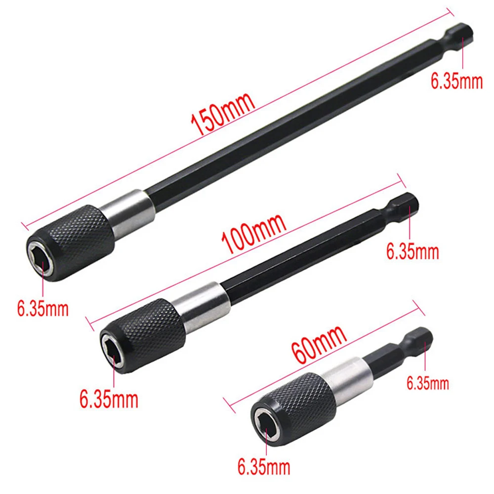 Hexagon Shank Quick Release Self-locking Extension Rod Electric Drill Driver Transfer Rod Screwdriver Extension Rod Tool 3PCS