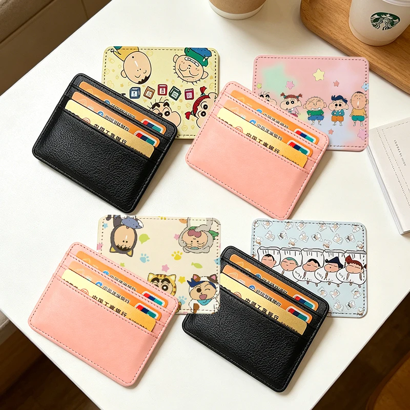 Crayon Shin-chan Thermal Sublimation Card Sleeve Female Credit Cards Holder Man Woman Cute PU Wallet ID Cards Pack Passport Bag