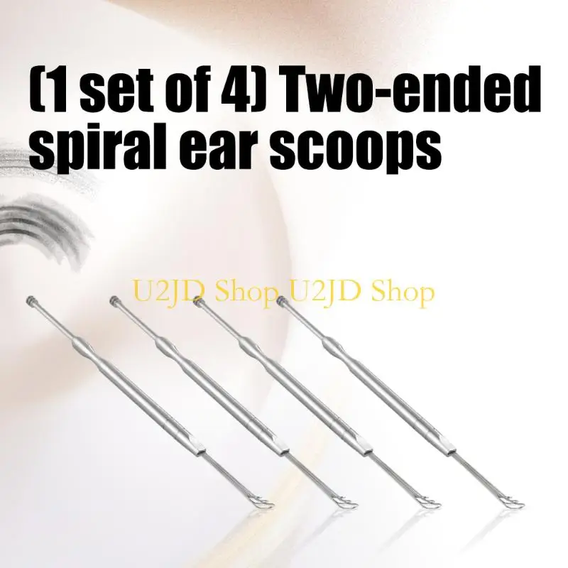 U2JD Stainless Steel Ear Spoon Portable Double Ended Ear Pick Ear Wax Removal Tools