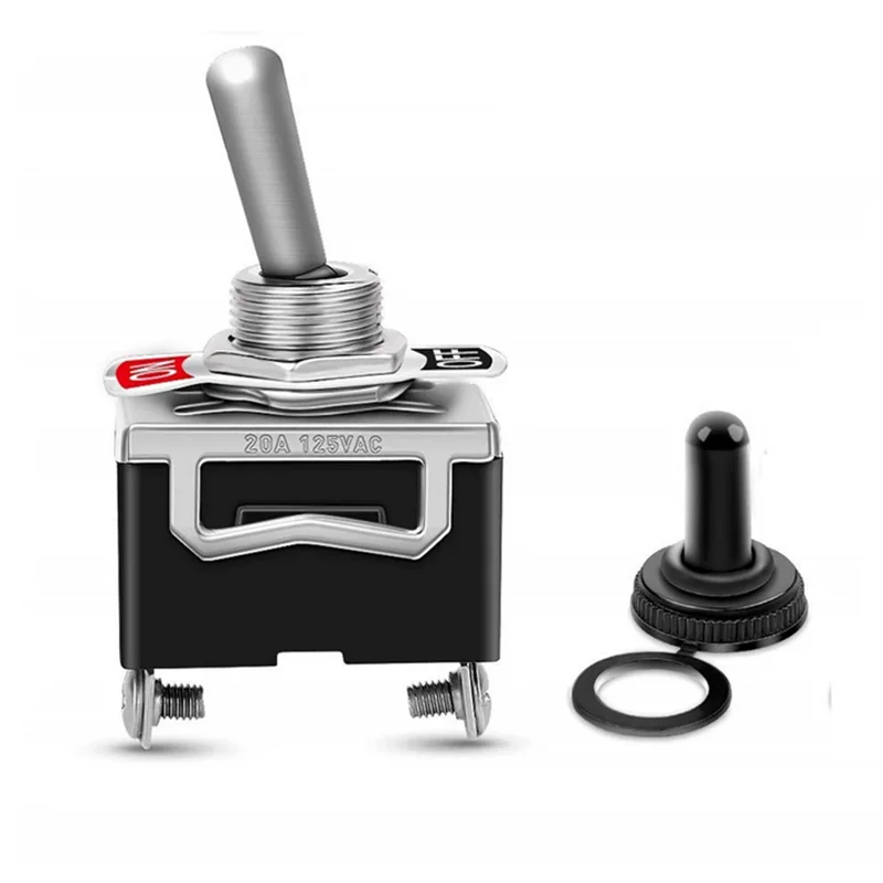 2PCS SPST Waterproof Toggle Switch DC 12V-24V 15A 250V Marine Heavy Duty 2 Pin ON Off Spade Terminals for Automotive Car Boat