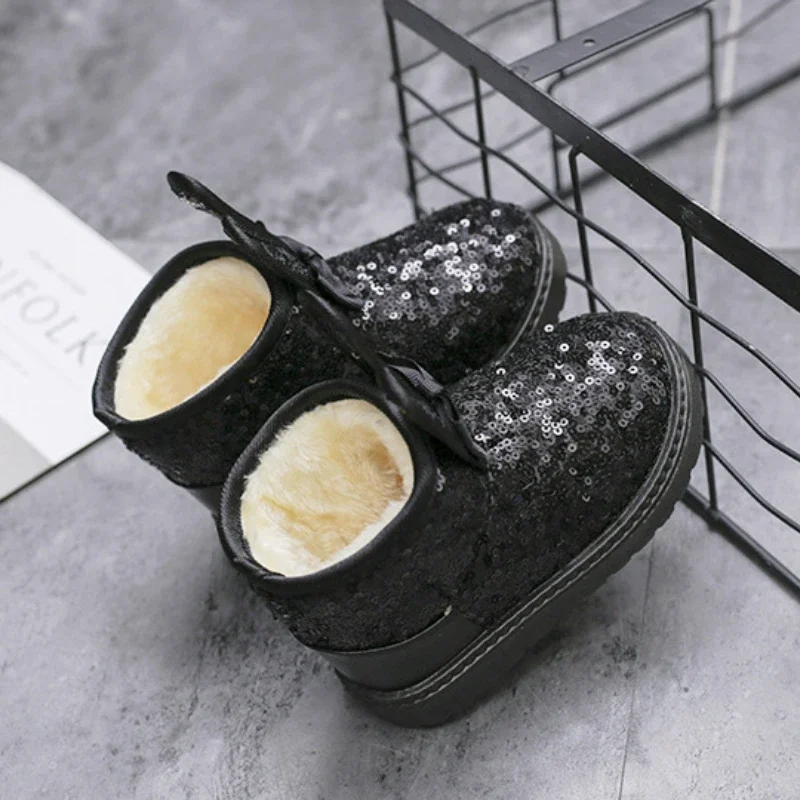 Girl Shoe Girl Boot Winter Fashion Sequin Snow Boot Non Slip Warm Kid Shoe Toddler Cute Plush Cotton Shoes Platform Ankle Boots