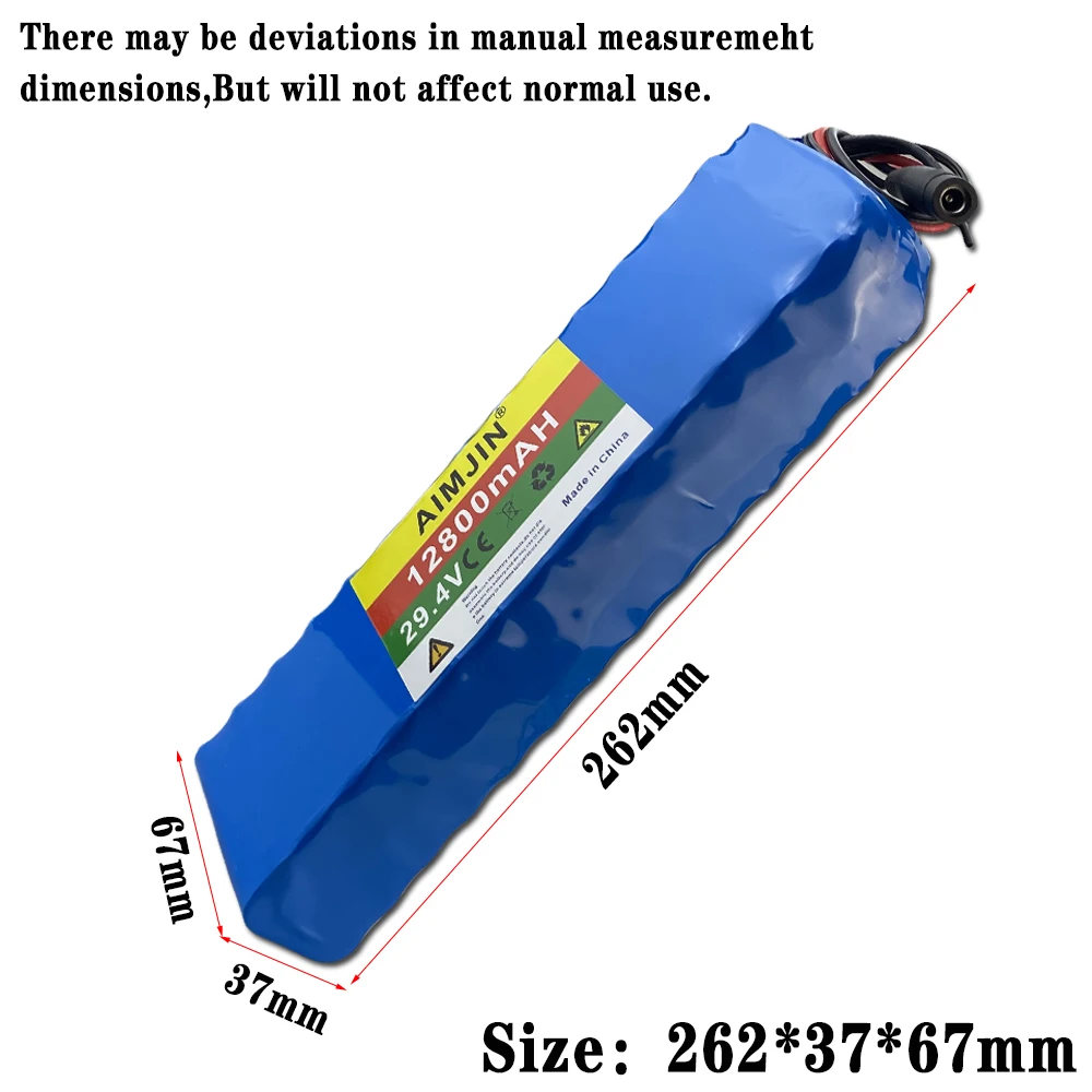 29.4V 12800mAh 18650 Lithium ion Rechargeable Battery Pack, Large Capacity 7S4P, Comes with BMS