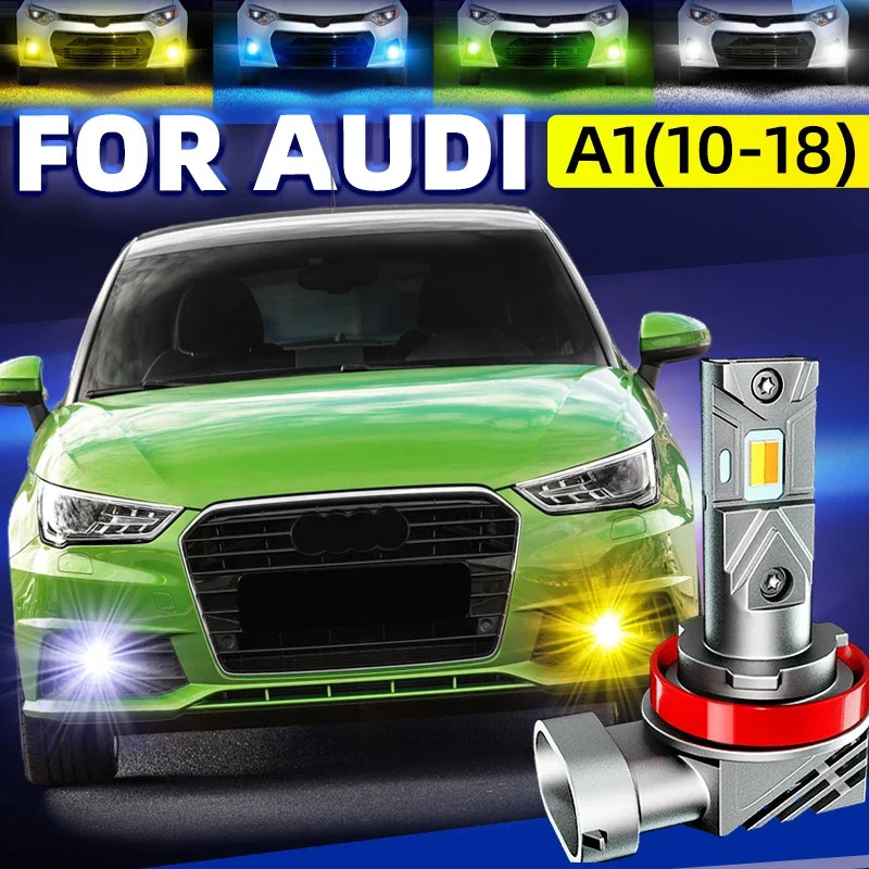 2x Car LED Front Fog Lights Bulbs Dual Colors Switchback White Yellow For AUDI A1 8X Sportback 12v 2012 2013 2014 2015 2016 2018
