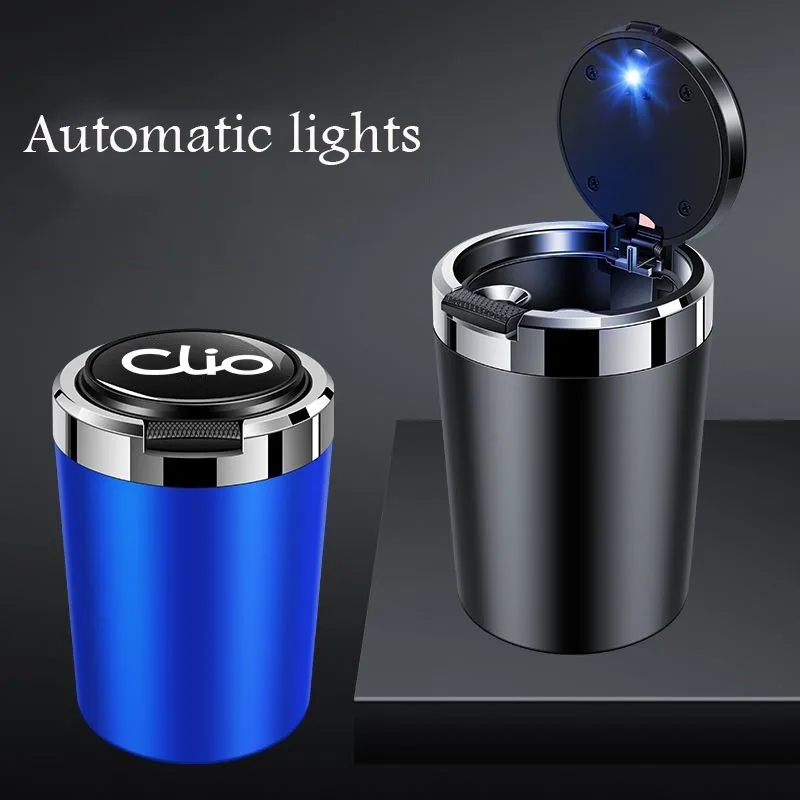 New multifunctional car ashtray with LED light one touch open lid cigar cup suitable for Renault Clio auto parts