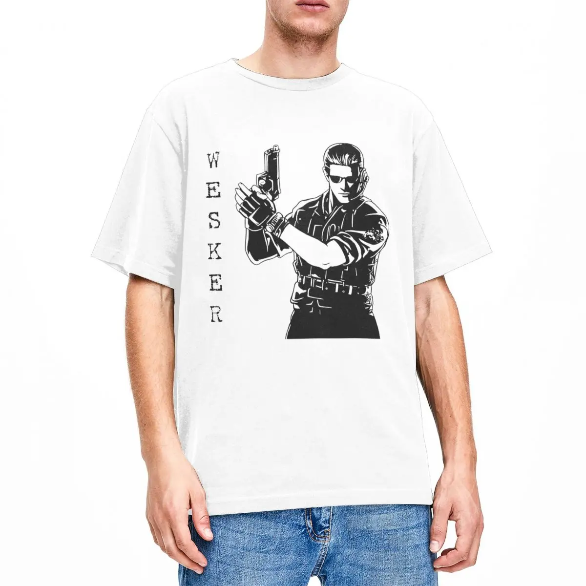 Residents Evils 1 Remake T Shirt for Men Cotton Novelty T-Shirt Round Neck Albert Wesker Tee Shirt Short Sleeve Tops