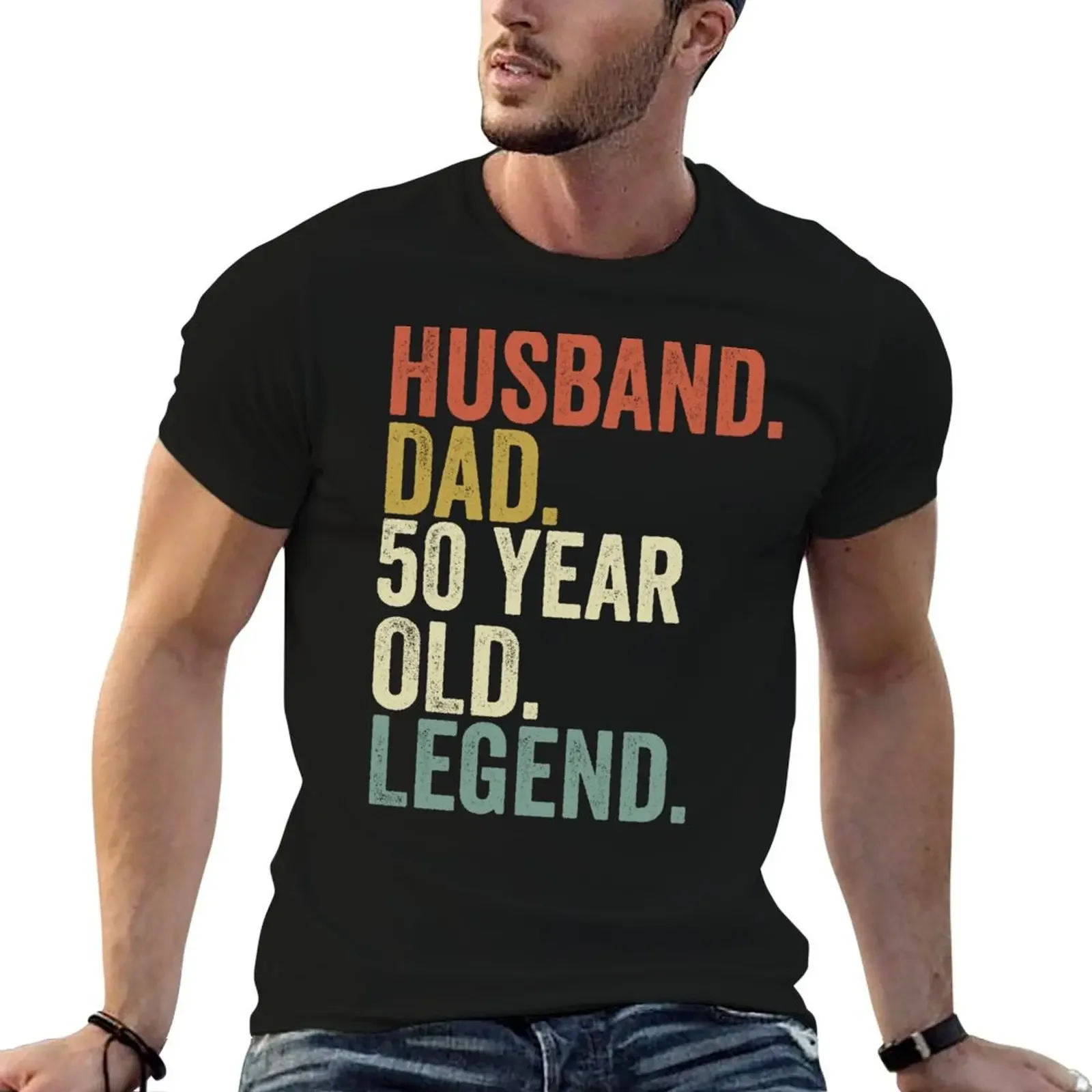 Funny 50th birthday for men Vintage Dad born in 1974 Husband T-Shirt customs design your own football t shirt cotton t shirt men