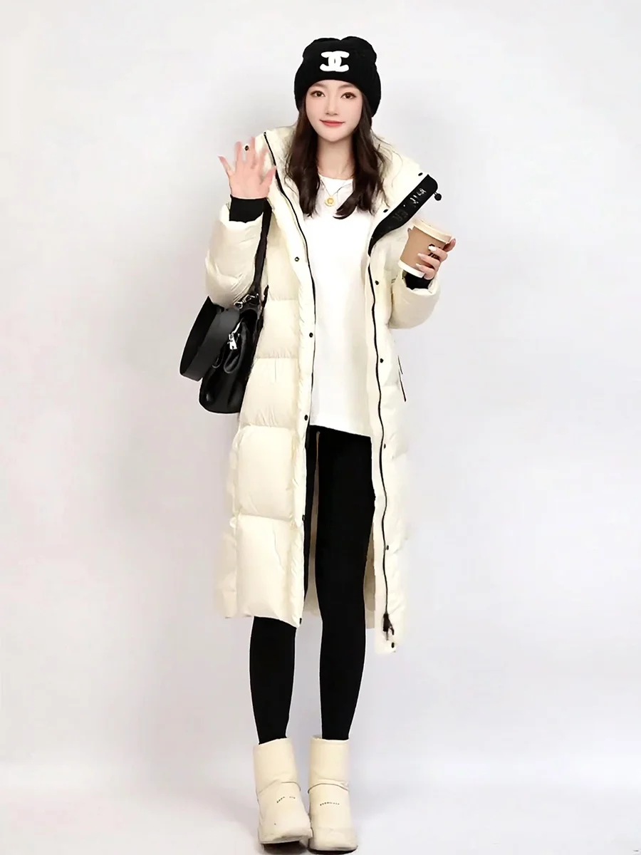 

Новинка зимы: Женское длинное белое пуховое пальто с молнией, ультратеплое, для повседневной носки, в стиле кэжуал