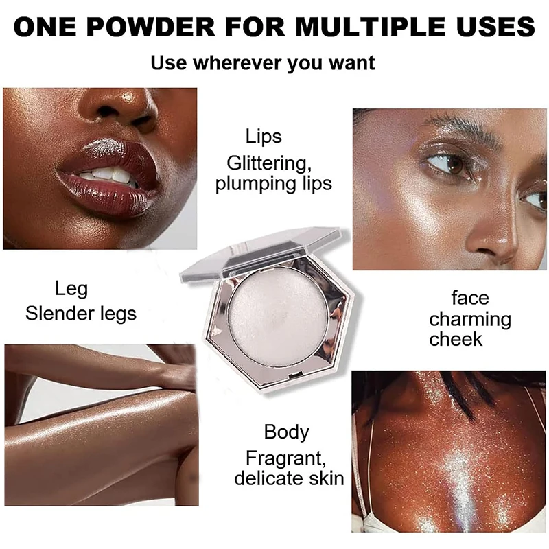 하이라이터 메이크업 팔레트 얼굴 몸 볼에 사용하는 글리터, 다이아몬드 쉬머 하이라이터, 부드러운 글리터 스파클, 코 윤곽 팔레트