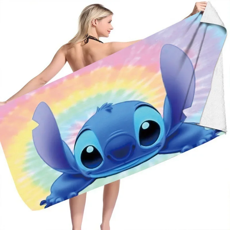 Toallas de baño con estampado 3D de Disney Prink Stitch Lilo Angle, toalla de natación de microfibra para playa, decoración para adultos y niños, regalo de 75x150cm