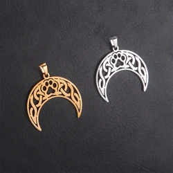 EUEAVAN 1pc Crescent Moon Paw Print Celtics Knot Pendant for Necklace Stainless Steel Charms Pendants Jewelry Making Supplies