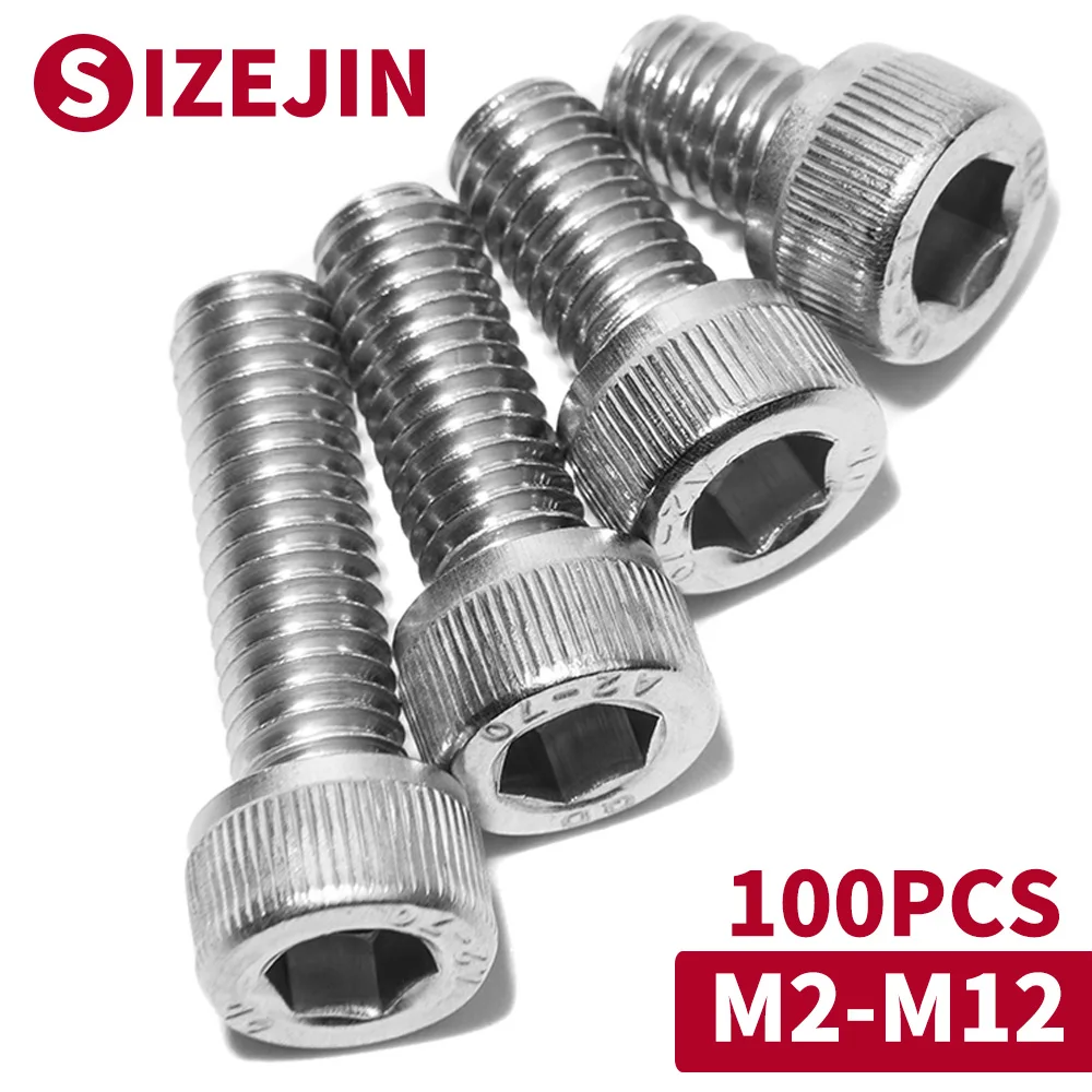 DIN912 Allen socket head screw 304 stainless steel M2 M2.5 M3 M4 M5 M6 M8 M10 M12 hex socket Hexagon socket head cap screws