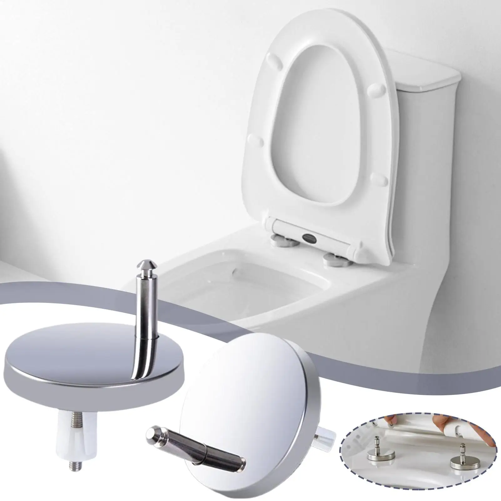 

Комплект из 2 шт. (2 шт./набор) крепежных элементов для скрытого монтажа на верхнюю часть унитаза, сменные фитинги для петель сиденья унитаза, крепежные болты и гайки, аксессуары для ванной комнаты