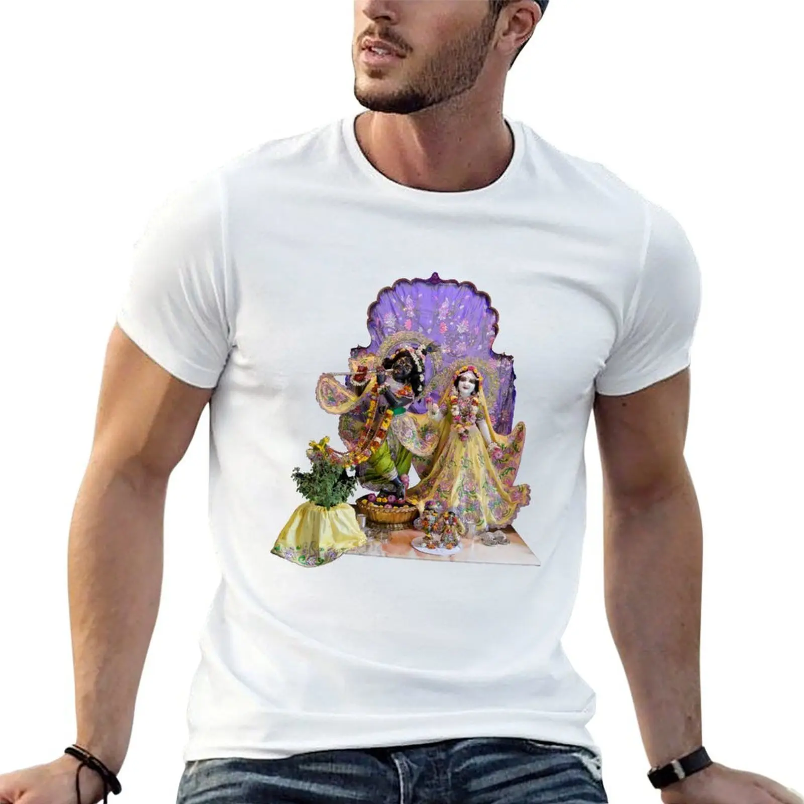 Camiseta Radha Govinda Madhava y Tulsi de New Mayapura, camiseta de diseñador para hombre