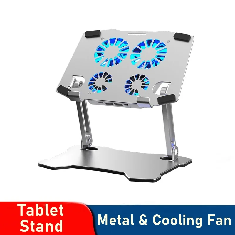 

Universal Cooling Tablet Stand Adjustable Aluminum Computer Stand 4 Cooling Fan Portable Laptop Holder For iPad Pro 12.9 10.2