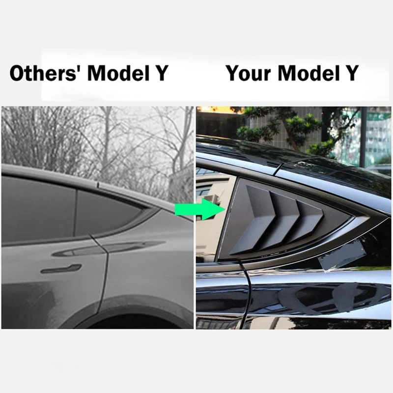 For Tesla Model Y 2020 2021 Rear Side Window Louvers Air Vent Scoop Shades Cover Blinds Spoiler Accessories