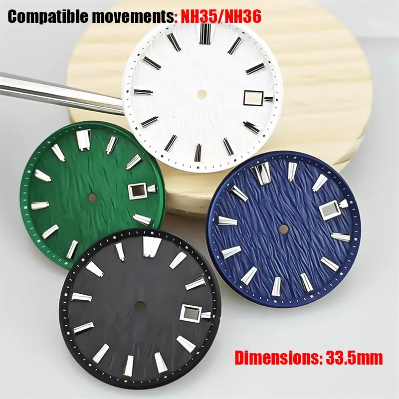 جديد NH35 ساعة الطلب 33.5 مللي متر أسود أبيض أزرق أخضر الهاتفي ل NH35 NH36 ساعة يد تعمل بالحركة اكسسوارات لا شعار لتقوم بها بنفسك أجزاء