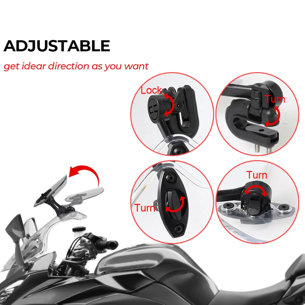 Motorcycle Universal Windshield Extension Adjustable Spoiler Clamp-On Windscreen Deflector For BMW Kawasaki Yamaha Honda Suzuki